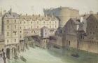 View of Petit Chatelet and the Petit Pont in 1717, illustration from 'Paris Through The Ages' engraved by Philippe Benoist (1813-c.1905) 1885 (colour litho)