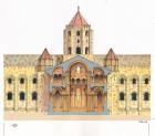 Santiago de Compostela Romanesque Cathedral.Cross section. Spain