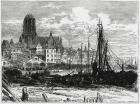 View of Frankfort-on-the-Main with the White Ladies Church in the background, engraved by Cutts and Harrison (engraving) (b/w photo)