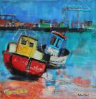 Two Jolly Fishing Boats 2012, acrylic/paper collage