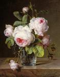 Roses in a Glass Vase on a Ledge
