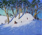 Christmas sledging (oil on canvas)