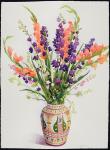 Larkspur and Gladioli in a Moroccan Vase (w/c)