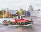 Red Tug passing St. Pauls, 1996 (w/c & gouache on paper)