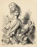 Giant Alice upsets the Jury Box, from 'Alice's Adventures in Wonderland' by Lewis Carroll, published 1891 (litho)
