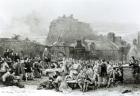 A Crowd Queues to Sign the National Covenant in front of Grey Friar's Churchyard, Edinburgh in 1638 (litho) (b/w photo)