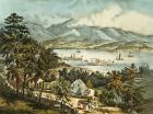 The Catskill Mountains from the Eastern shore of the Hudson (colour litho)
