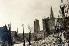 Ypres from Rue de Ville, June 1915 (b/w photo)