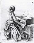 Woman Playing at a Keyboard, 1635 (engraving) (b/w photo)
