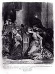 Marguerite in the Church with the Evil Spirits: illustration from 'Faust' by Goethe, 1828 (litho)