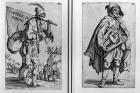 A Beggar and a Hurdy-Gurdy Player (engraving) (b/w photo)
