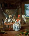 A Mulatto Woman with her White Daughter Visited by Negro Women in their House in Martinique, 1775 (oil on canvas)