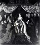 Edward VI (1537-53) Granting the Charter to Bridewell and Bethlehem Hospitals in 1553 (oil on canvas) (b&w photo) (see also 111677)