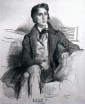 Portrait of Franz Liszt (1811-86) August 1832 (litho) (b/w photo)