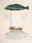 Poster advertising the subscription for a dirigible balloon in the shape of a fish (colour litho)