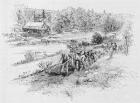 Jericho Mills: Union engineer corps at work, engraved by Harry Fenn (1838/45-1911) from a photograph, illustration from 'Battles and Leaders of the Civil War', edited by Robert Underwood Johnson and Clarence Clough Buel (engraving)