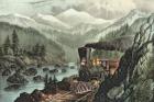 The Route to California. Truckee River, Sierra Nevada. Central Pacific railway, 1871 (litho)