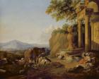 Landscape with a ruin, 1670 (oil on canvas)