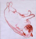 Hogarth Sleeping, 2005, (ink on wet paper)