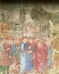The Building of the Tower of Babel, detail of the house of the Medicis surveying the construction work, 1468-84 (fresco)