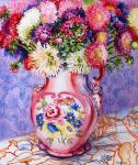 Asters in a Pink Floral Victorian Jug 2002( w/c on paper)
