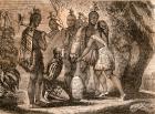 Pocahontas interceding for the life of Smith in 1607, illustration from 'Tales of Travellers' or 'A View from the World', published 1838 (litho)