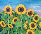 Southampton Sunflower Field, (oil on canvas)