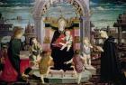 Virgin and Child Enthroned with St. John the Evangelist and the Blessed Giacomo Bertoni (oil on panel)