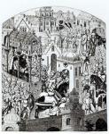 Facsimile of the Coronation of Charlemagne in the City of Jerusalem from the 'Chroniques de Charlemagne' (litho) (b/w photo)