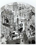 Facsimile of the Coronation of Charlemagne in the City of Jerusalem from the 'Chroniques de Charlemagne' (litho) (b/w photo)