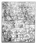 Queen Elizabeth I (1533-1603) at a Hunt Picnic, plate from 'Noble Art of Venerie and Hunting' by George Turberville, 1575 (woodcut)