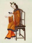 A Chinese Woman darning, Qianlong Period (1736-96) (gouache on paper)
