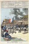 The French Flag Entering Abomey, from 'Le Petit Journal', 10th December 1892 (coloured engraving)