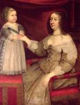 Anne of Austria (1601-66) with her son Louis XIV (1638-1715) (oil on canvas)