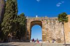 Antequera, Malaga Province, Andalusia, southern Spain. Arco de los Gigantes (Arch of the Giants) seen from within the Alcazaba (citadel) walls. (photo)