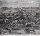 Soho Saw and Planing Mills and Barge Yards, G.O. Fawcett, Second Avenue, 14th Ward, Pittsburgh, PA, from 'Illustrated Atlas of the Upper Ohio River', 1877 (litho) (b&w photo)
