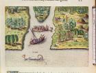 The French Discover the River of May, from 'Brevis Narratio..', engraved by Theodore de Bry (1528-98) published in Frankfurt, 1591 (coloured engraving)