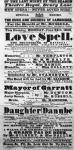 Playbill announcing a performance of 'Love Spell' at the behest of the Duke and Duchess of Cambridge, 1839 (printed paper)