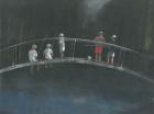 Children fishing (acrylic on paper)