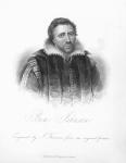 Ben Jonson (1573-1637) (engraving) (b&w photo)