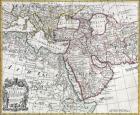 Map of Turkey, Arabia and Persia, after Guillaume de L'Isle, revised by John Senex, from the 'New General Atlas of 1721' by D. Browne, T. Taylor, J. Darby, J, Senex, W. Taylor and four others in London (colour litho)