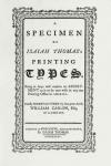 A specimen of Isaiah Thomas's printing types, 1785