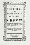 A specimen of Isaiah Thomas's printing types, 1785