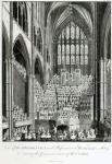 View of the Orchestra and Performers in Westminster Abbey, during the Commemoration of Handel, published by Charles Burney, 1785 (engraving) (b/w photo)