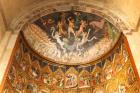 Salamanca, Salamanca Province, Spain. 15th century altarpiece by Nicolas Florentino depicting The Last Judgement,top, and the life of Christ behind the high altar in the Old Cathedral. Catedral Vieja.