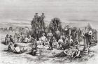 A caravan of neophyte Mormons camping in the Utah Desert, America in the 19th nineteenth century.