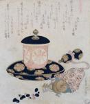 A Pot of Tea and Keys, 1822 (colour woodblock print)