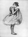 Dancer adjusting her costume and hitching up her skirt, 1889 (charcoal on paper)