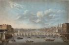 'Vue du Pont de Westminster', looking westward, from an original Picture in the Cabinet of Monsr T.M. Drouhin, 1799 (colour litho)