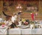 Kittens at a banquet, 19th century